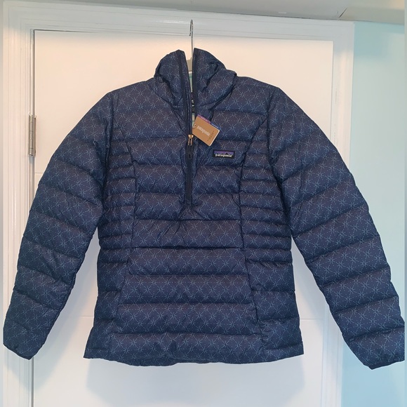Patagonia Down Sweater Hoodie Jacket Blue Snowflakes NEW WITH TAGS Small Women’s - Picture 4 of 8